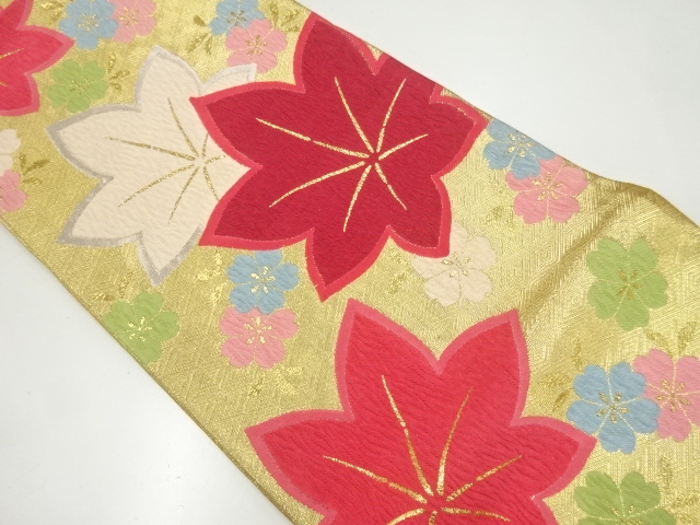JAPANESE FUKURO OBI / WOVEN MAPLE LEAVES